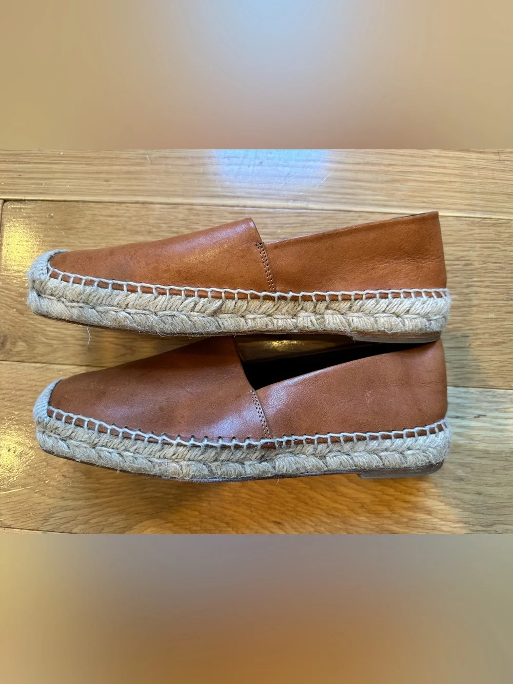 Balenciaga Cognac Leather Espadrille Flats Size 36 Brown Slip On Made in Spain